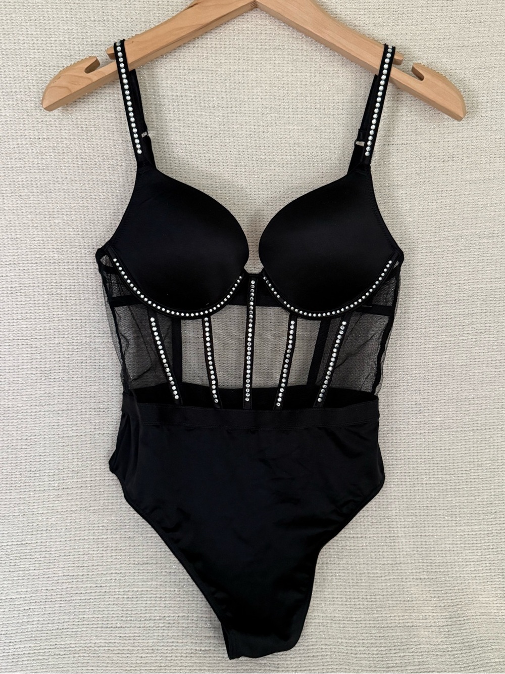 Victoria’s Secret Rhinestone Mesh Corset Bodysuit XS